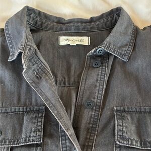 Madewell Charcoal Button-Up Shirt Dress